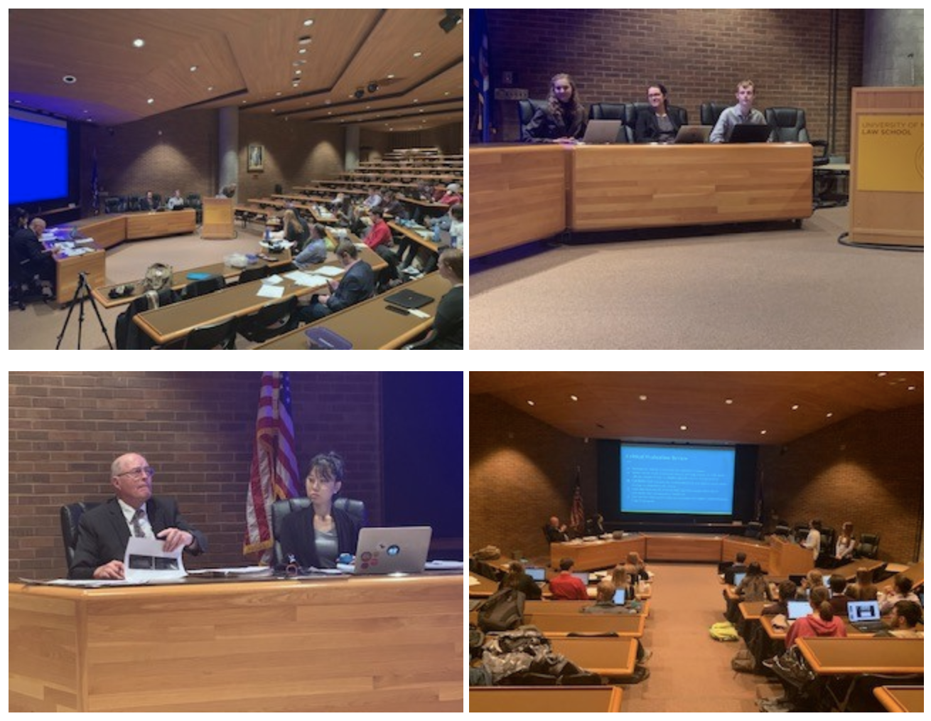 Four images from the Science Court pretrial evidence review, Fall 2019